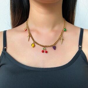 HANDMADE Gold Chain Y2K Stainless Steel Fruit Charm Necklace